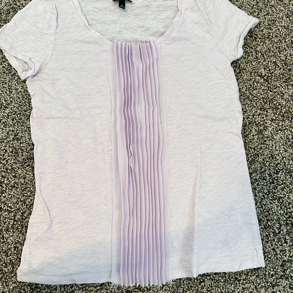 Talbots Lavender Pleated Short Sleeve Tee